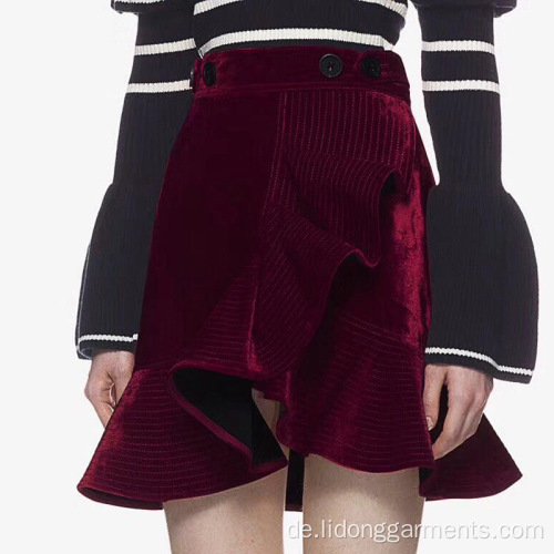 Asymmetric Velvet Short Skirt Mode Damenkleid